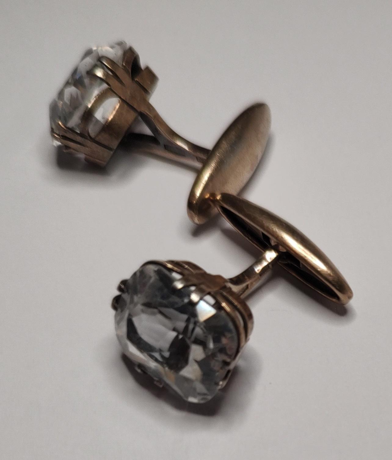 Серебряные запонки с позолотой и стеклом (32244667) 3