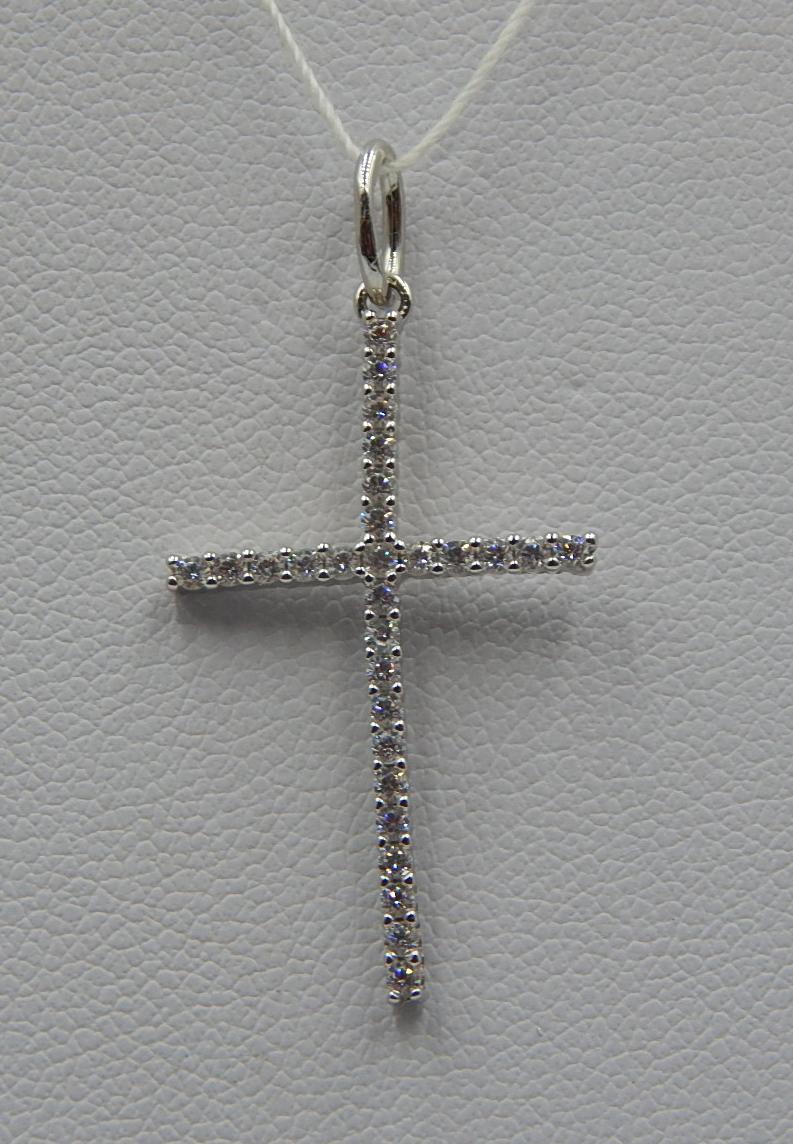 Срібний підвіс-хрест із цирконієм (31280352) 1