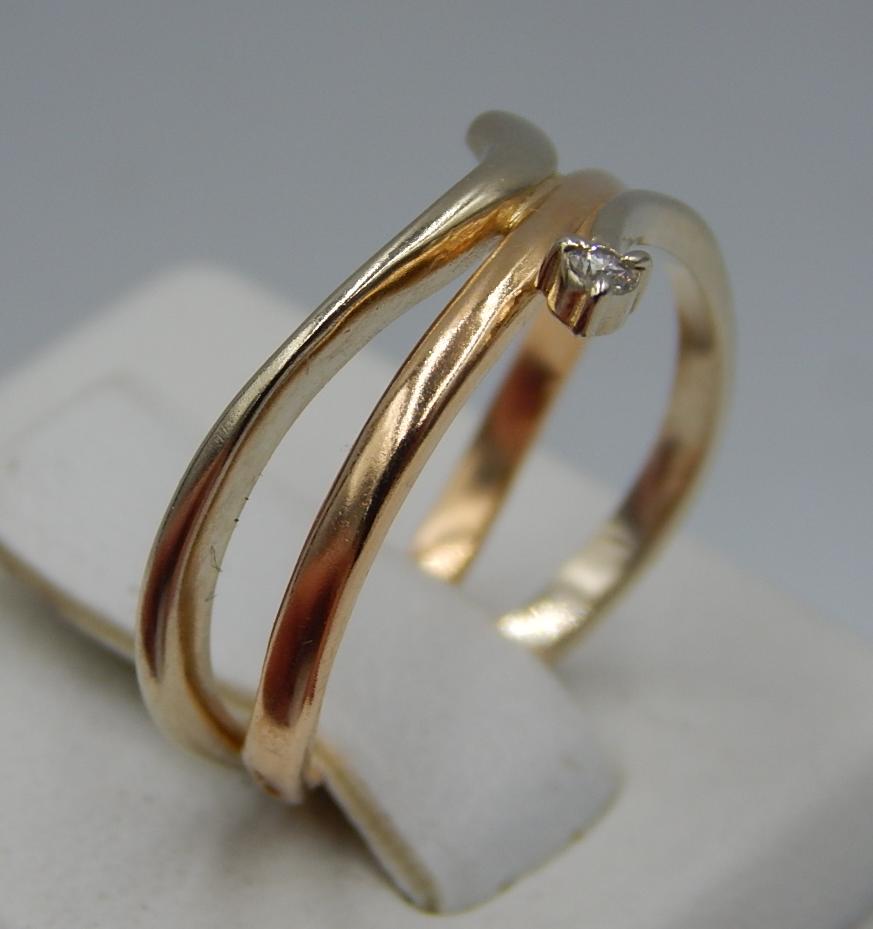 Кольцо из красного и белого золота с бриллиантом (-ми) (30703332) 2