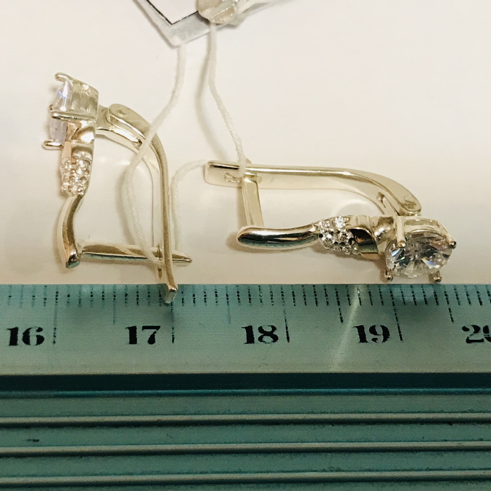 Срібні сережки з позолотою та цирконієм (32329109) 7