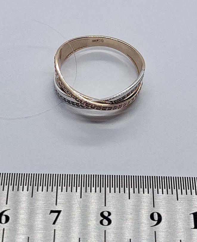 Кольцо из красного и белого золота с цирконием (31305212) 3