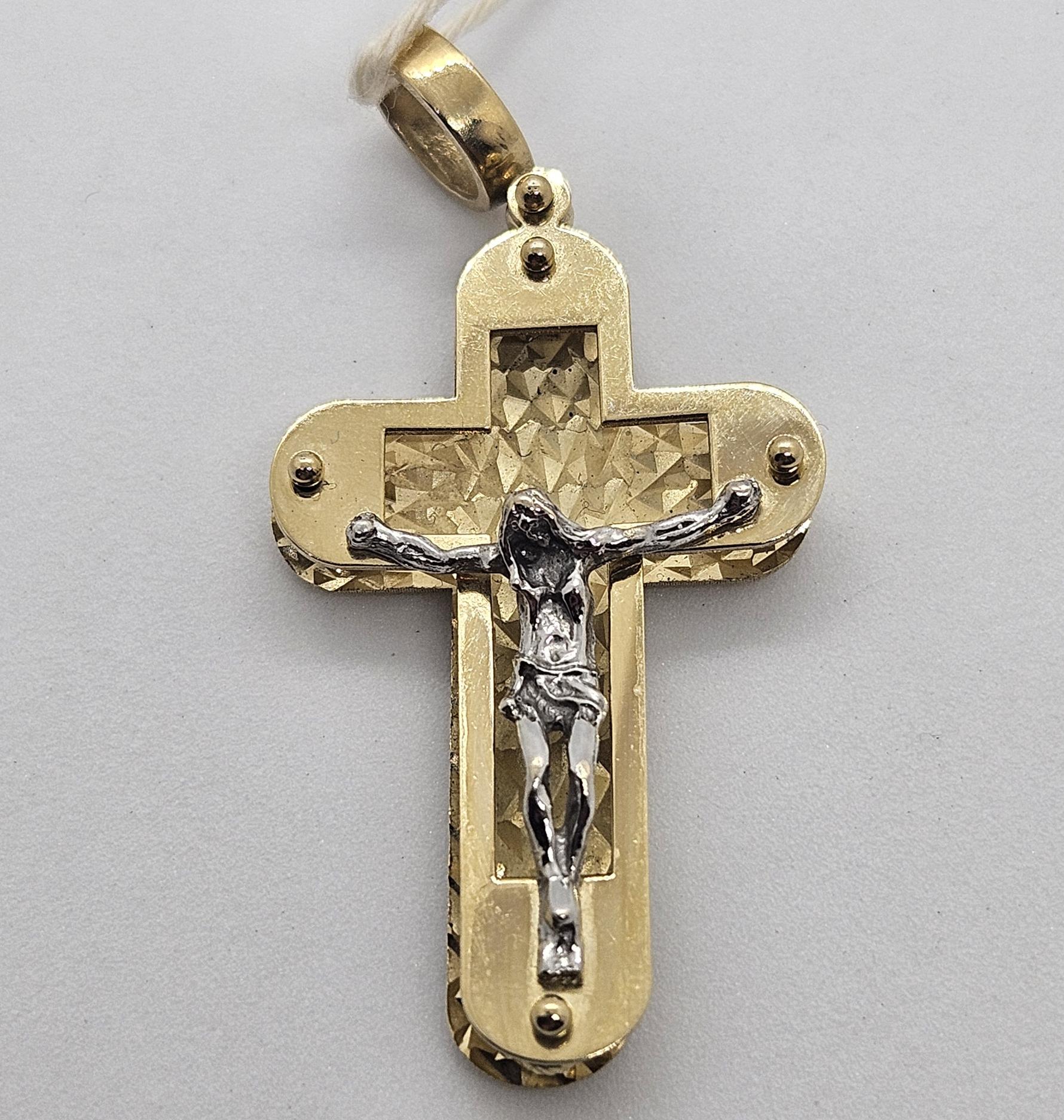 Підвіс-хрест з жовтого та білого золота (33955691) 0