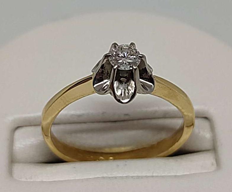 Кольцо из желтого и белого золота с бриллиантом (-ми) (33813246) 1