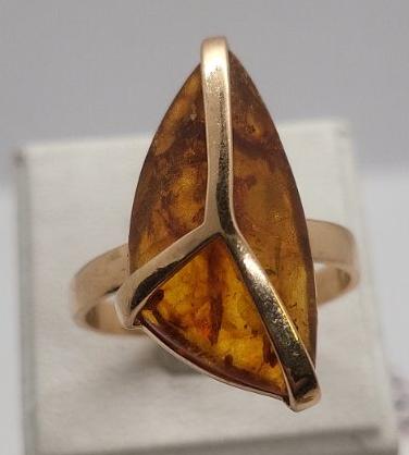 Кольцо из красного золота с янтарем (31617843) 0