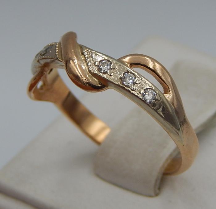 Кольцо из красного и белого золота с цирконием (32381943) 2