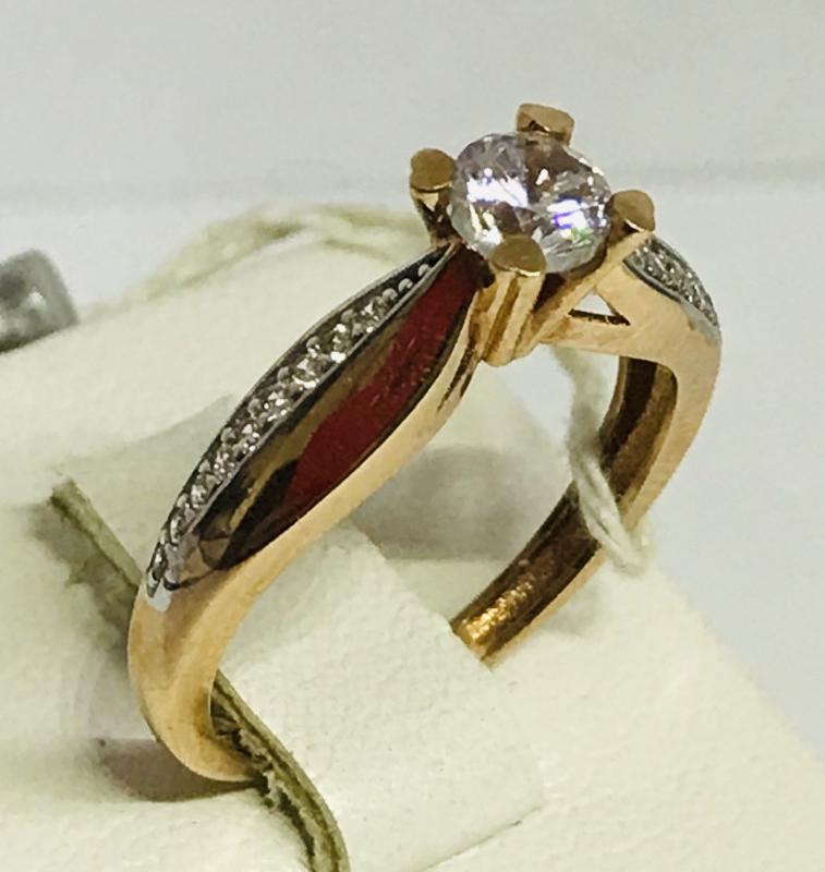 Кольцо из красного и белого золота с цирконием (29955278) 0