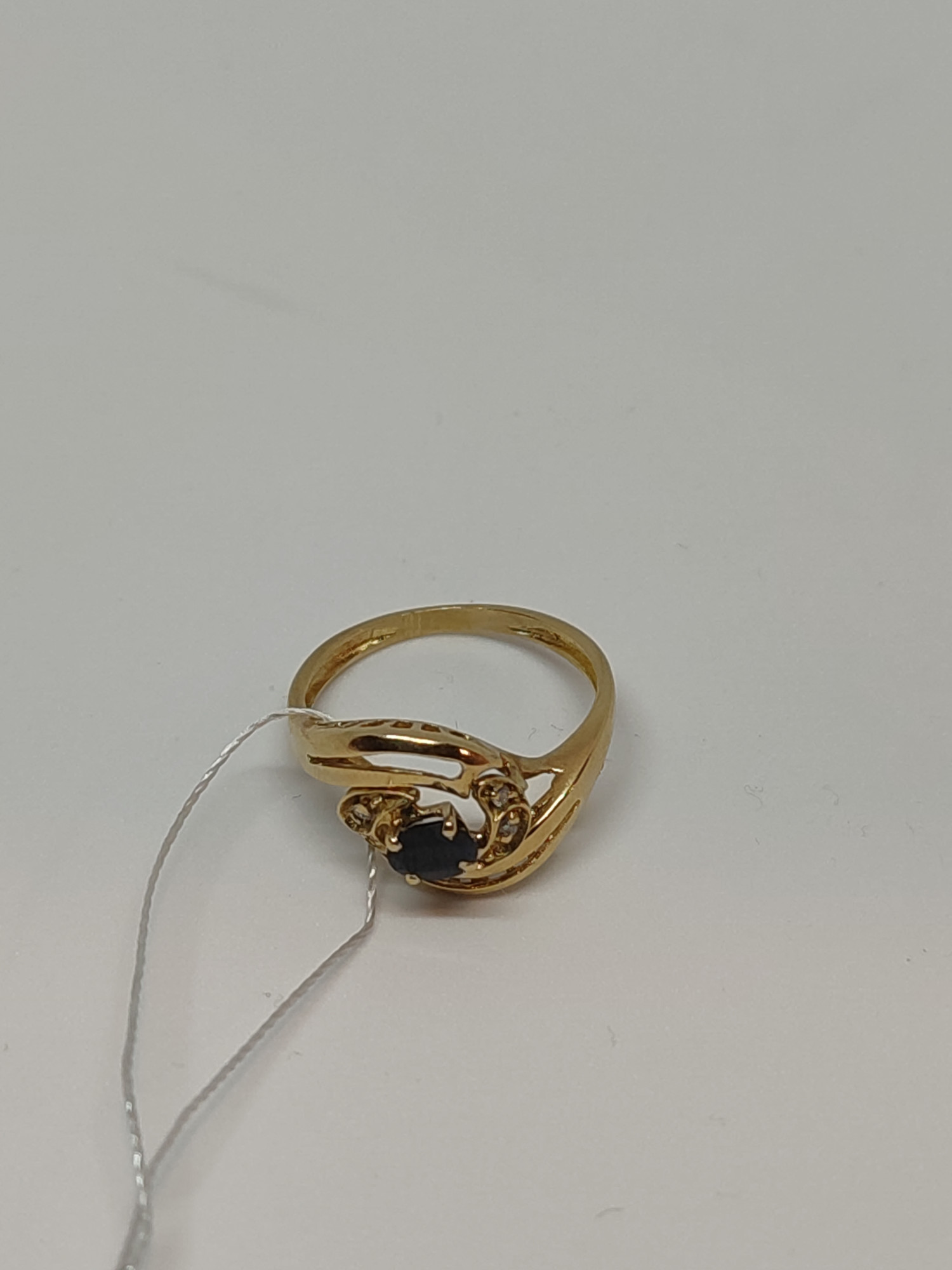 Каблучка з жовтого золота з сапфіром і діамантом (-ми) (28543362) 12
