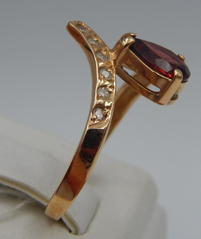 Кольцо из красного золота с гранатом и бриллиантом (-ми) (28237258)  2
