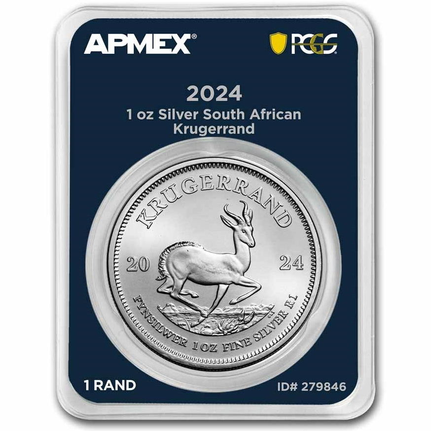 Срібна монета 1oz Крюгерранд 1 ранд 2024 Південна Африка (MD Premier + PCGS FirstStrike) (33009477) 2