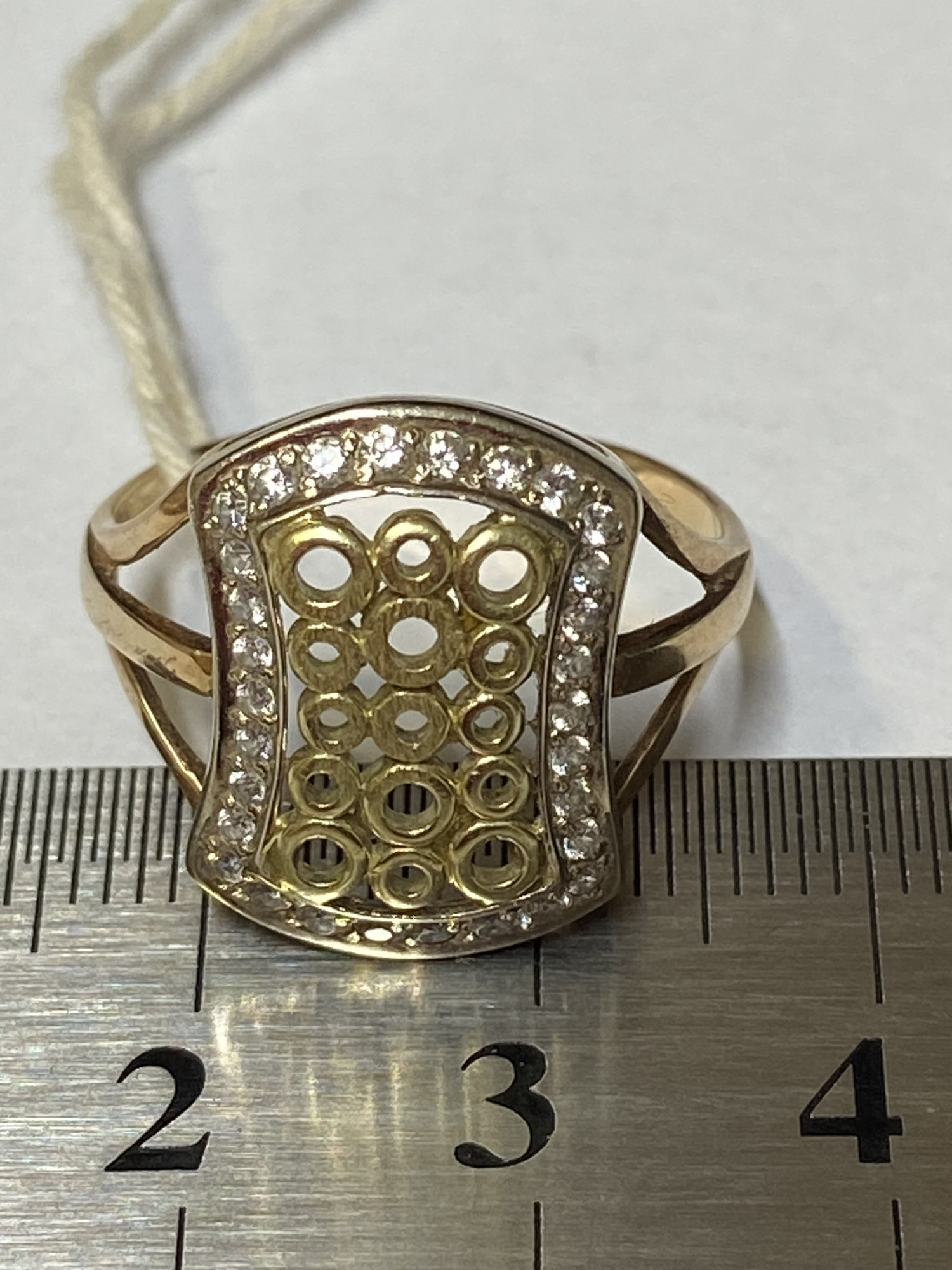 Кольцо из красного, желтого и белого золота с цирконием (32872531) 6