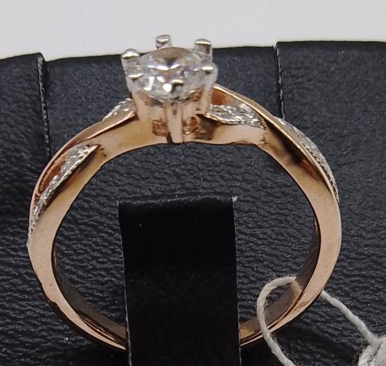 Серебряное кольцо с позолотой и цирконием (29577317) 2