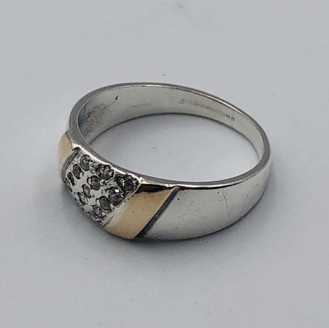 Серебряное кольцо с позолотой и цирконием (33896493) 1