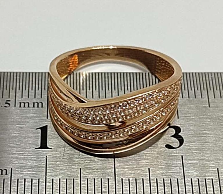 Кольцо из красного золота с цирконием (33689829) 3