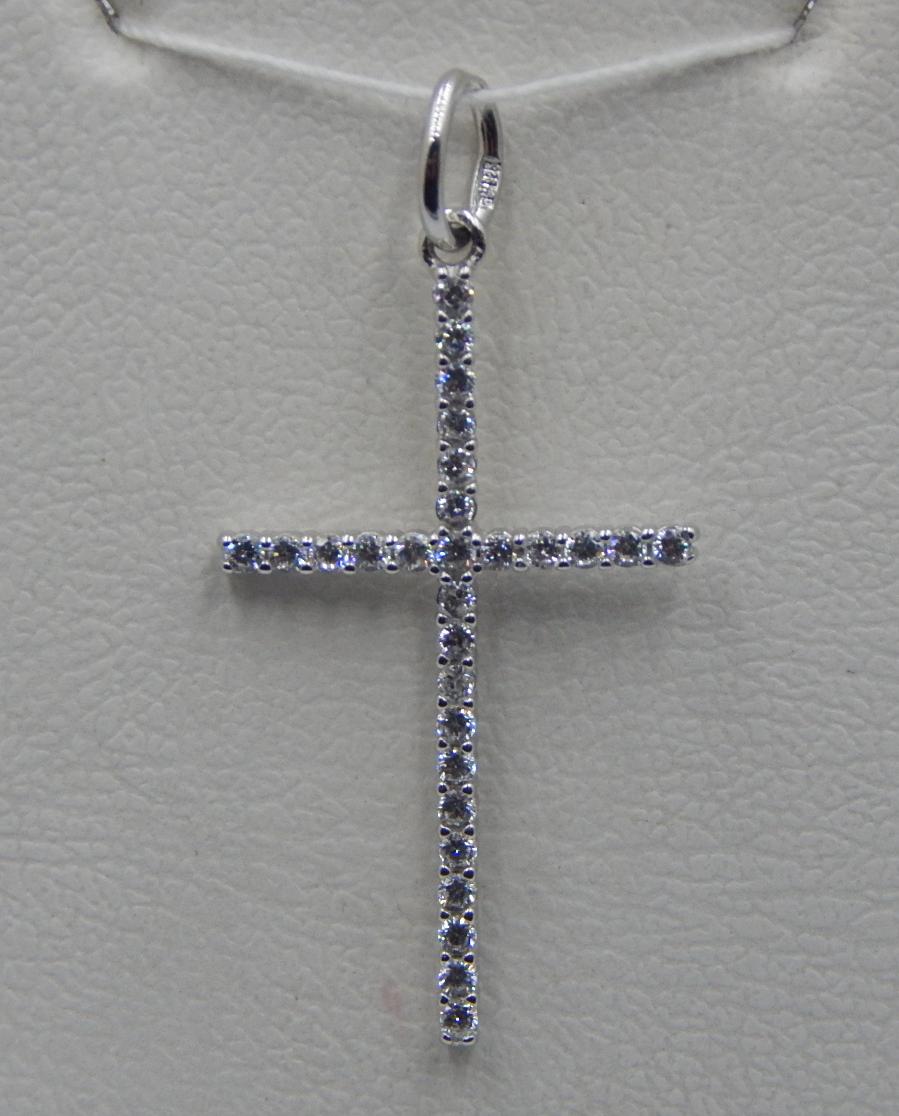 Срібний підвіс-хрест із цирконієм (31761116) 0
