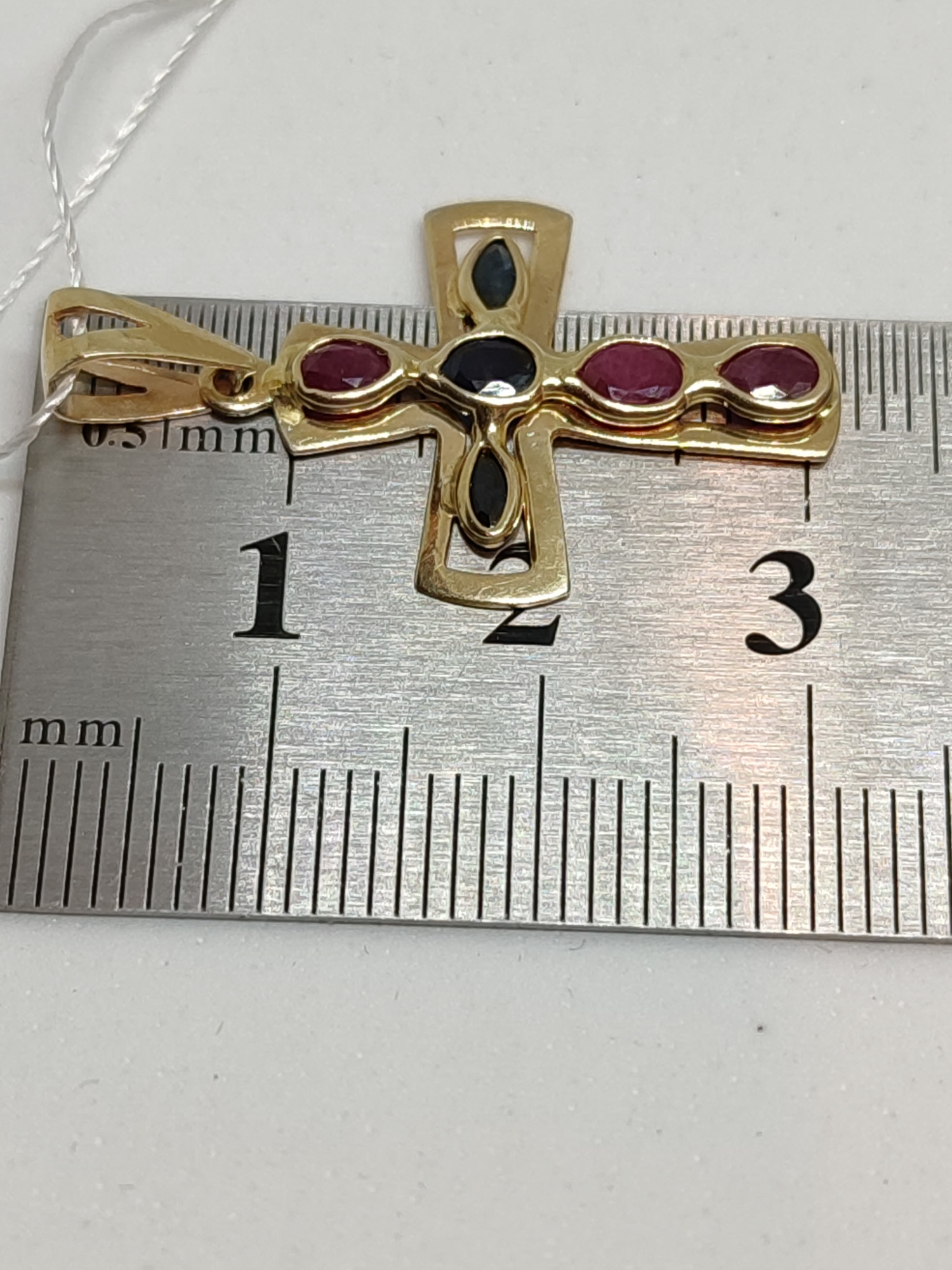Підвіс-хрест з червоного золота з сапфіром (27418361) 4