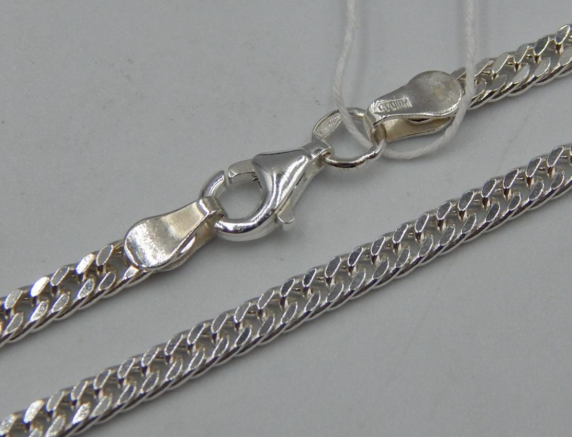 Серебряная цепь с плетением Двойной ромб (33945375) 0