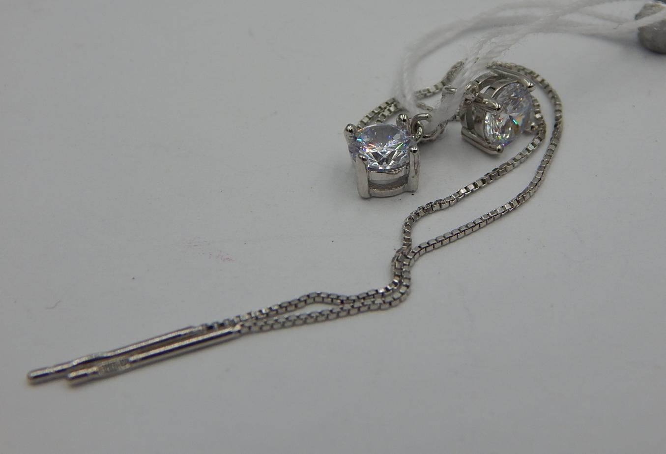 Серебряные серьги с цирконием (30494601) 1