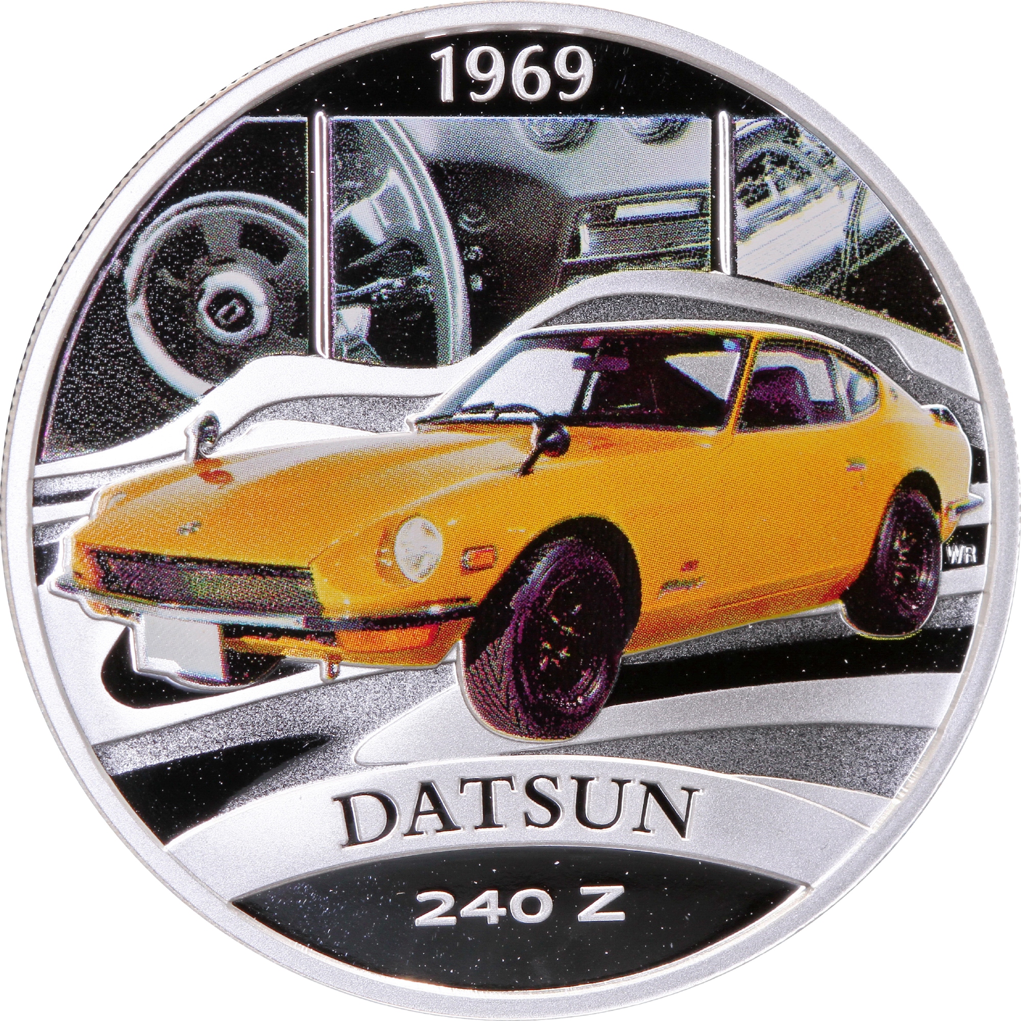Срібна монета 1oz Автомобіль 1969 Datsun 240 Z 1 долар 2006 Тувалу (кольорова) (32358854) 8