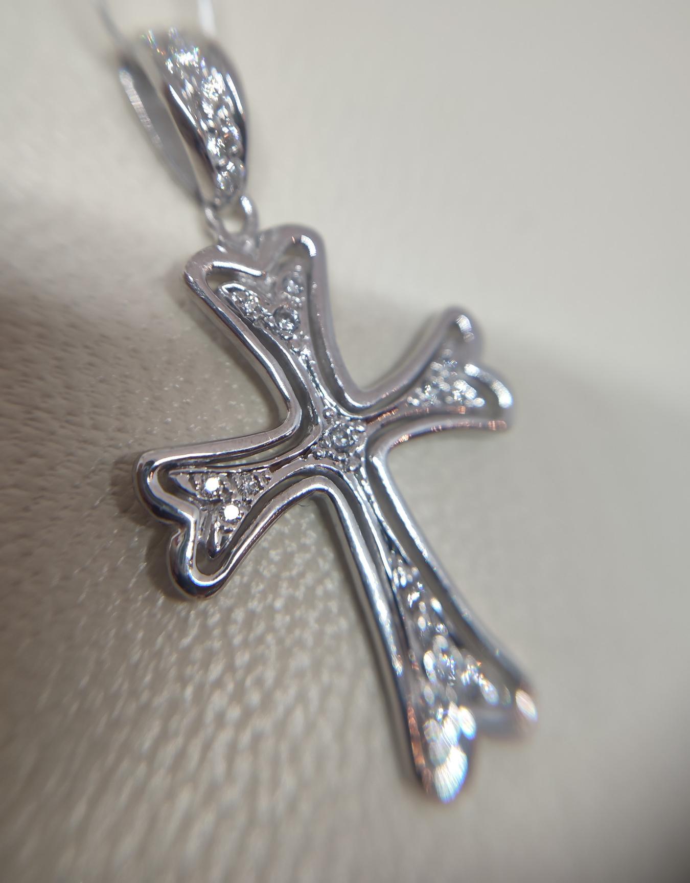 Підвіс-хрест із білого золота з діамантом (-ми) (30337044) 5