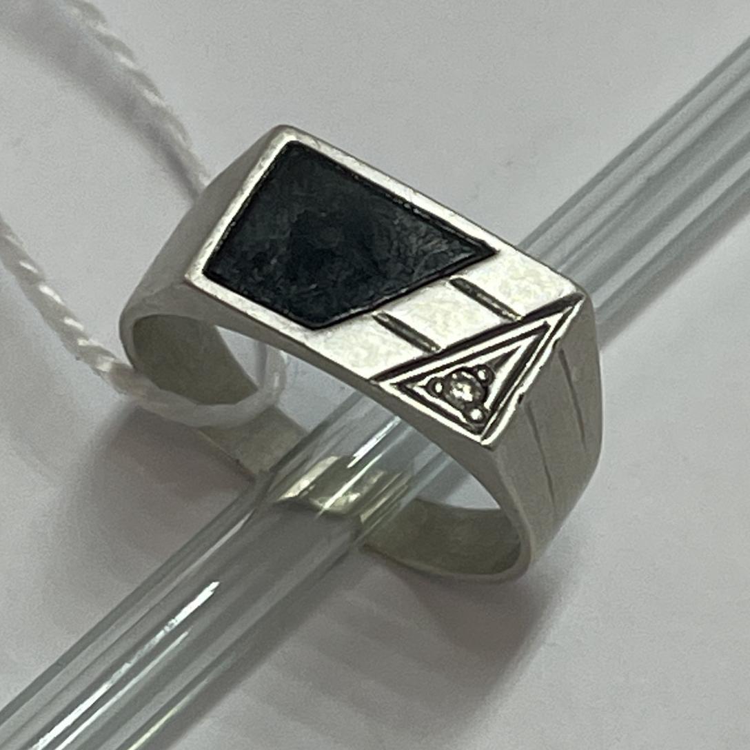 Срібний перстень з оніксом і цирконієм (33627202) 0