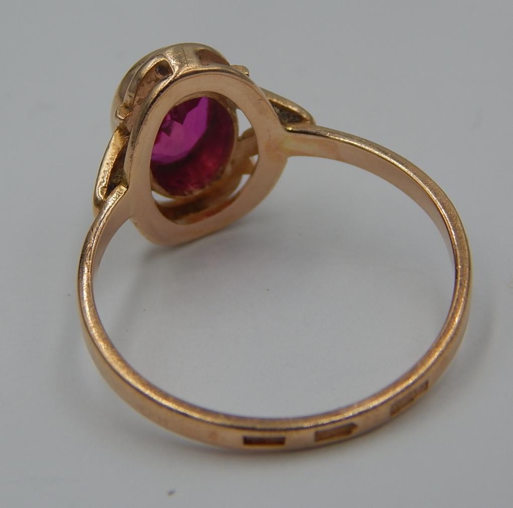 Кольцо из красного золота с корундом (29087930) 7