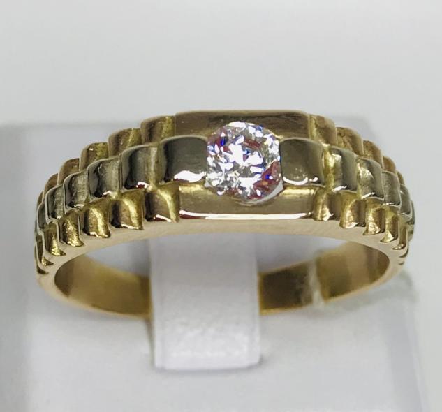 Перстень из красного и белого золота с цирконием (28799456) 0