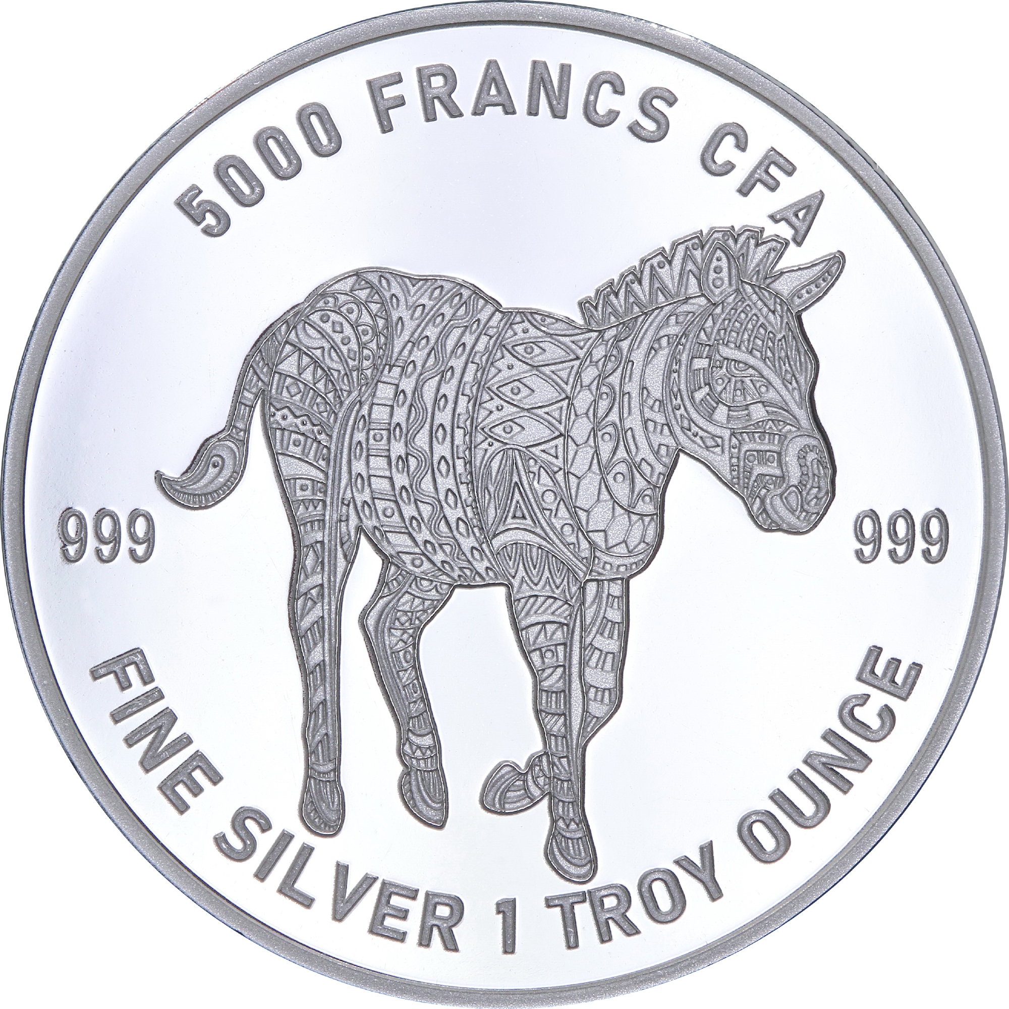 Серебряная монета 1oz Мандала Зебра Кельтские животные 5000 франков КФА 2022 Чад (29203553) 8