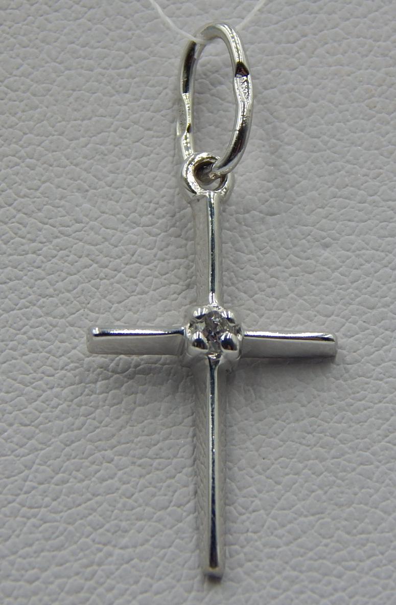 Серебряный подвес-крест с цирконием (32439977) 0
