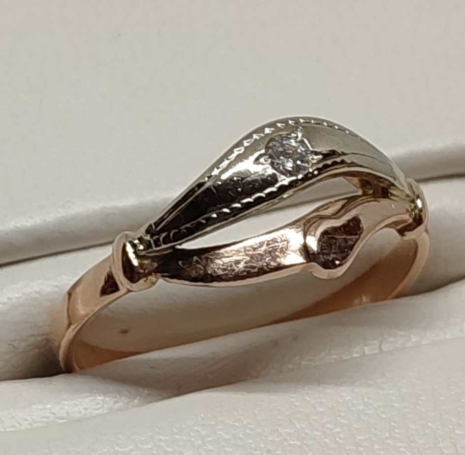 Кольцо из красного и белого золота с бриллиантом (-ми) (29786495) 0