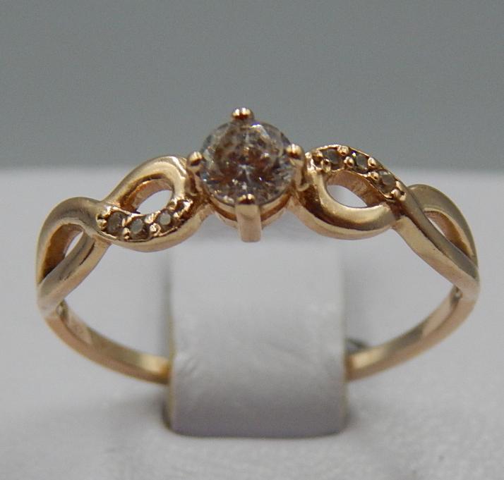 Кольцо из красного золота с цирконием (31386272)  0