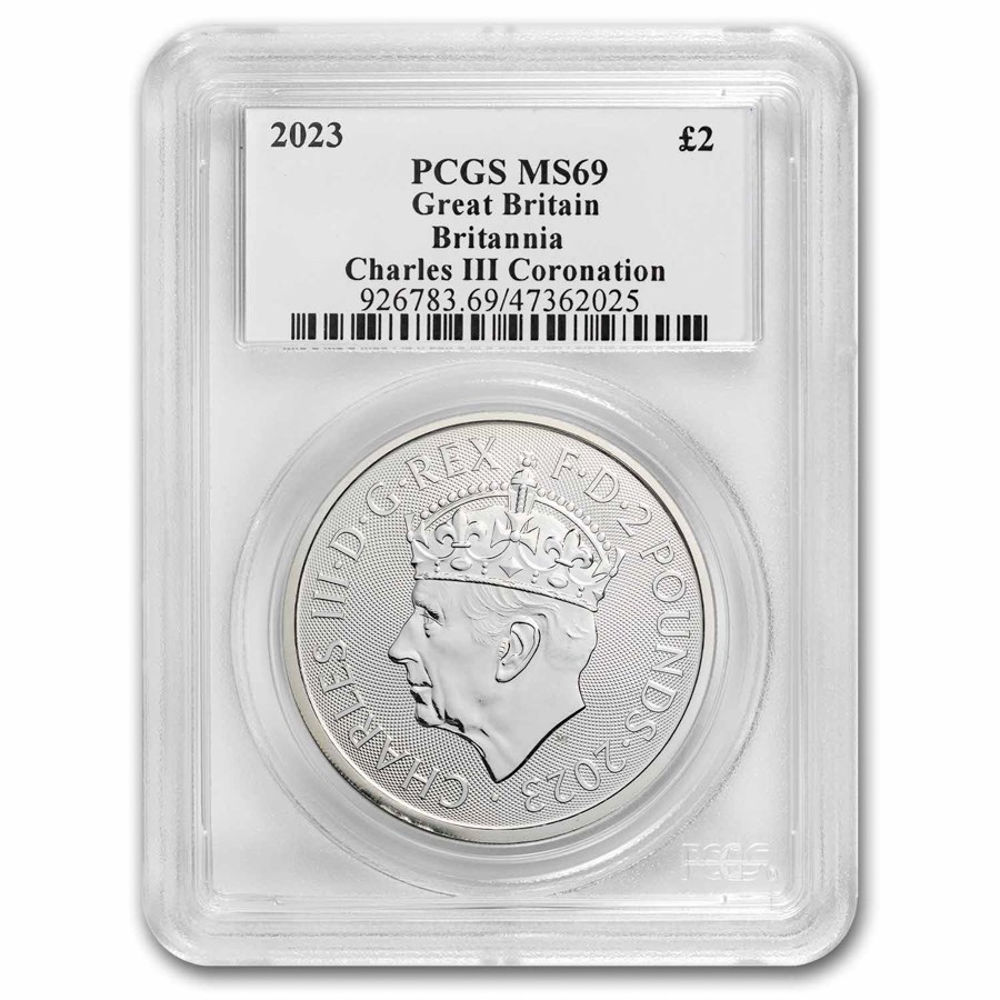 Серебряная монета 1oz Британия 2 английских фунта 2023 Великобритания (Король Карл III Коронация) (32643914) 2