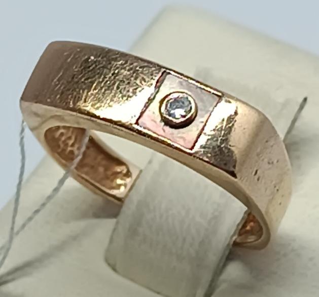 Перстень из красного и желтого золота с цирконием (33444915)  0