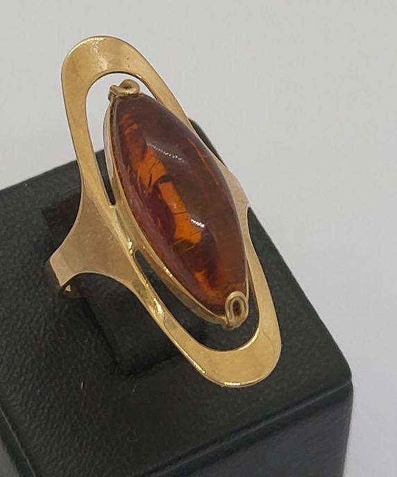 Кольцо из красного золота с янтарем (33904490)  1