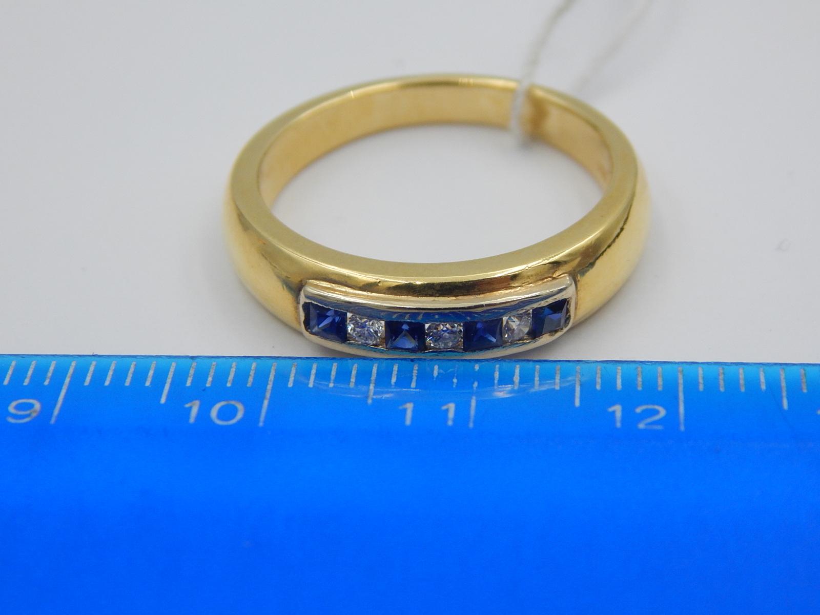 Кольцо из желтого и белого золота с сапфиром и бриллиантом (-ми) (30948522) 4