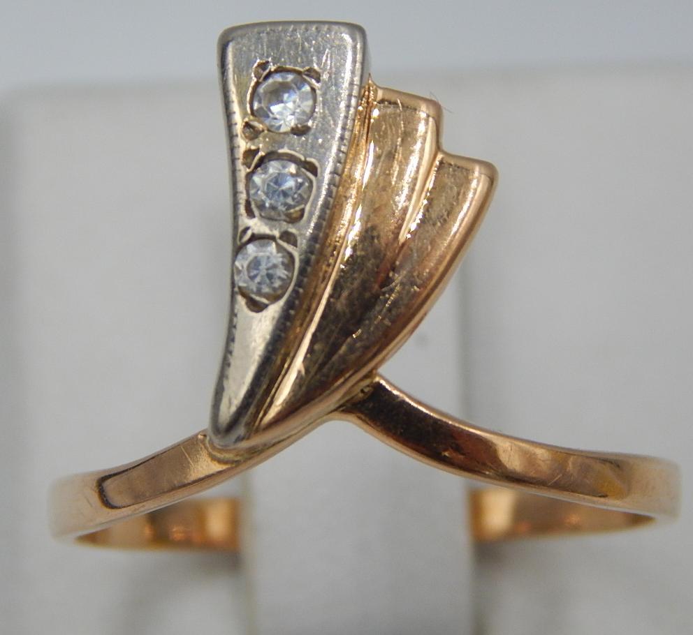 Кольцо из красного и белого золота с цирконием (29127197)  2