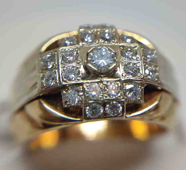 Перстень із жовтого та білого золота з діамантом (-ми) (28324480) 0