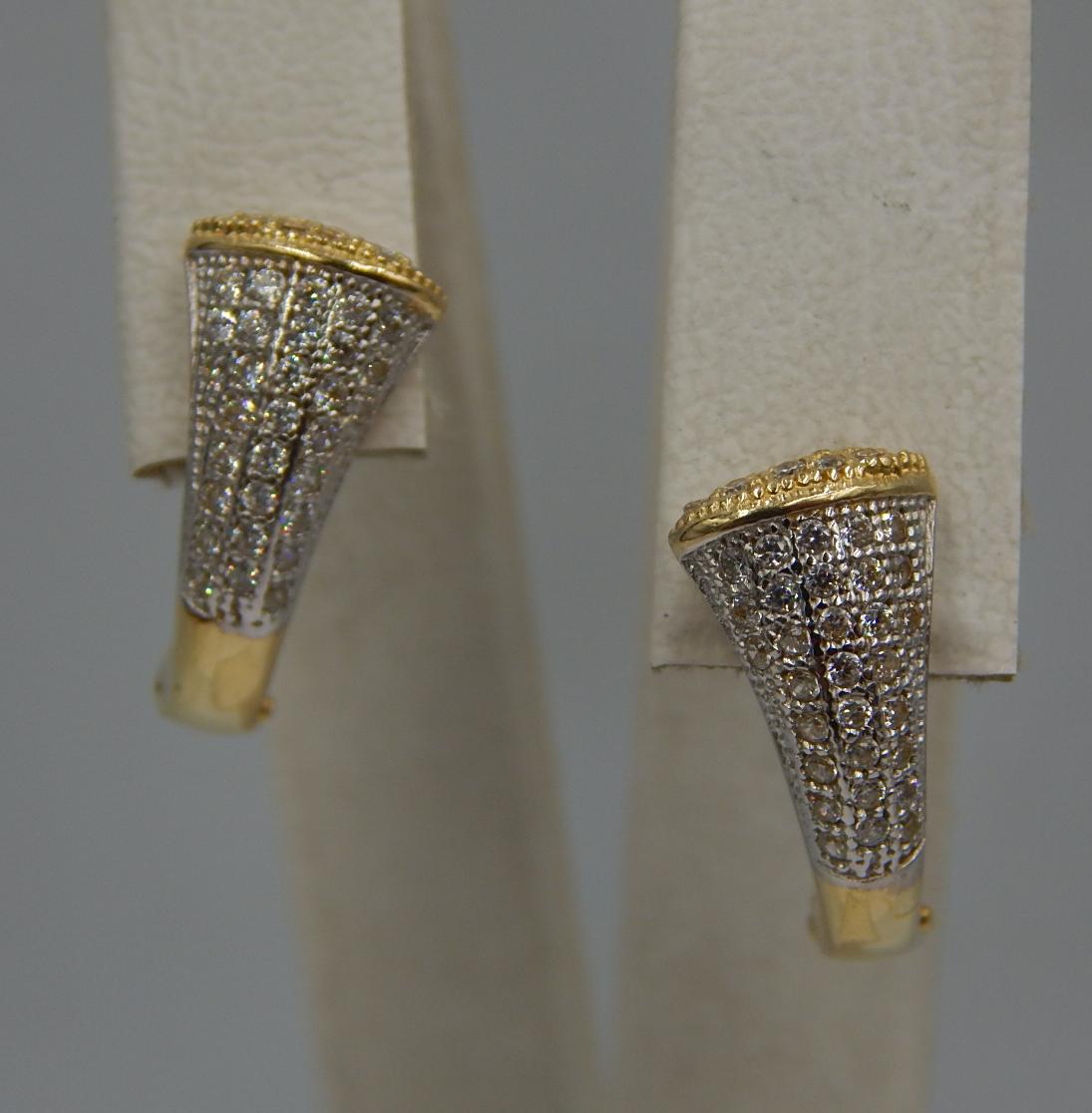 Сережки з жовтого та білого золота з цирконієм (29439314) 0