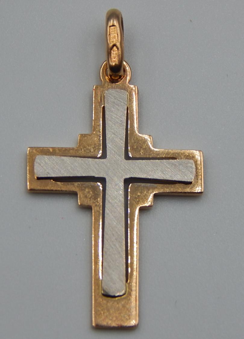 Подвес-крест из красного и белого золота (32552602) 1