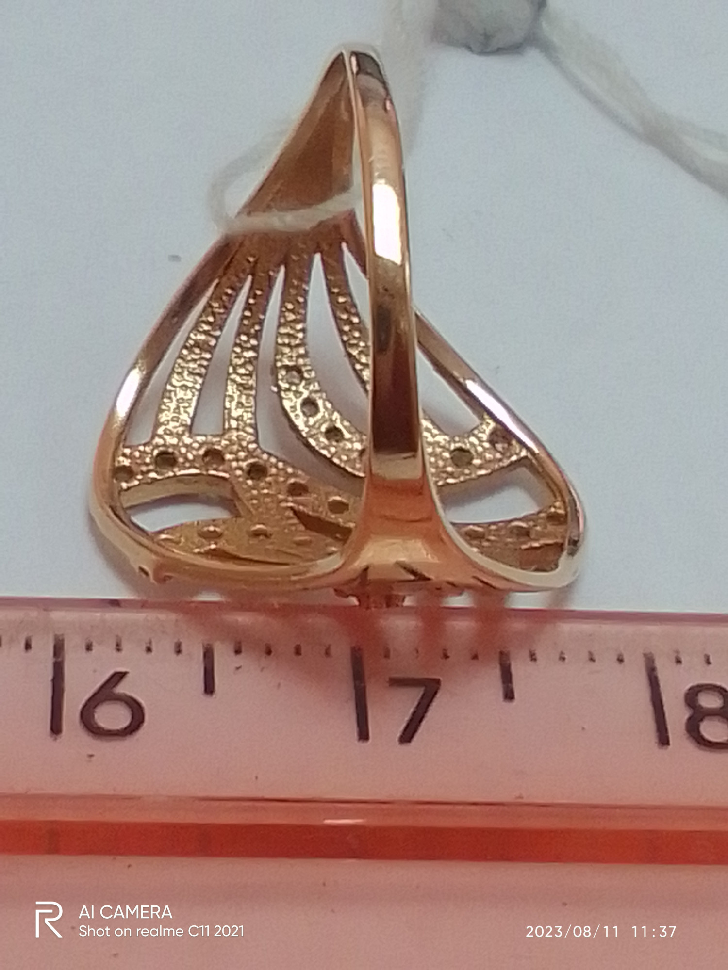 Кольцо из красного золота с цирконием (31433609)  6