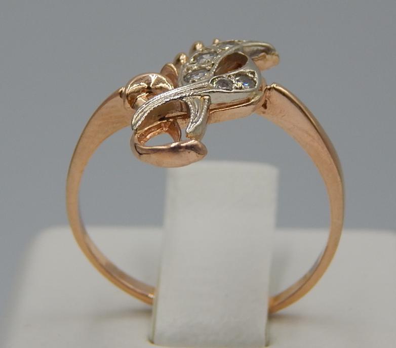 Кольцо из красного и белого золота с цирконием (33678767) 1