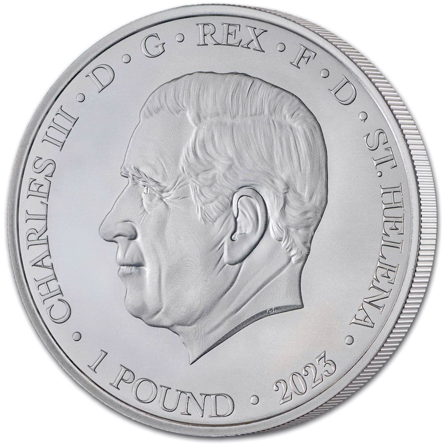 Срібна монета 1oz Сучасний Торговий Долар Америки 1 фунт стерлінгів 2023 Остров Святої Єлени (31765721) 3