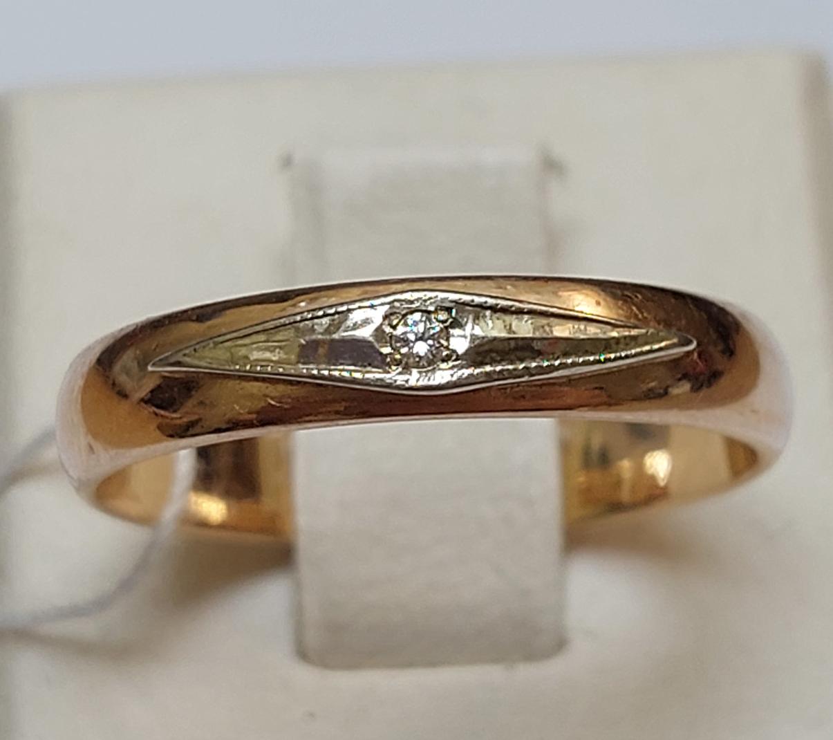 Обручальное кольцо из желтого и белого золота с бриллиантом (-ми) (33799780)  0