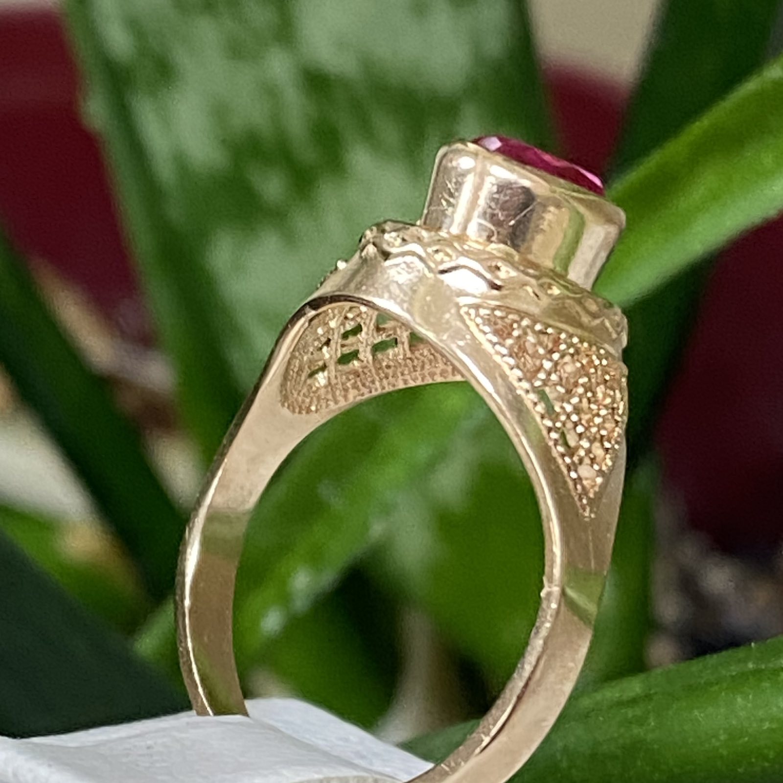 Кольцо из красного золота с корундом (30924119)  2