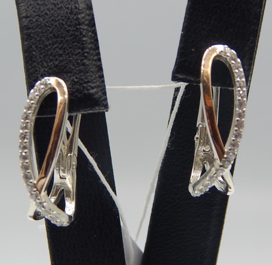 Срібні сережки з позолотою та цирконієм (31613544 0