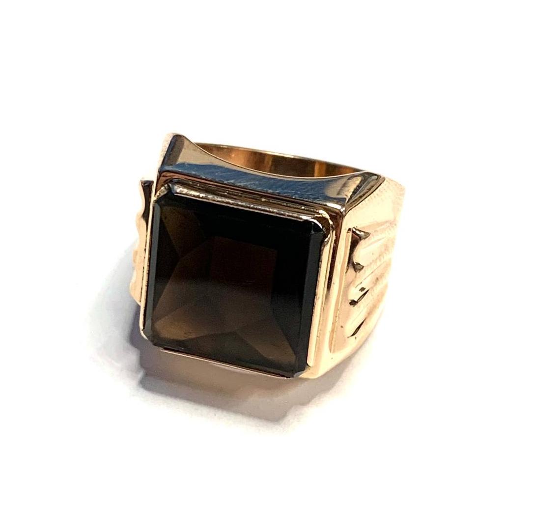 Перстень из красного золота с ониксом (33480885) 0