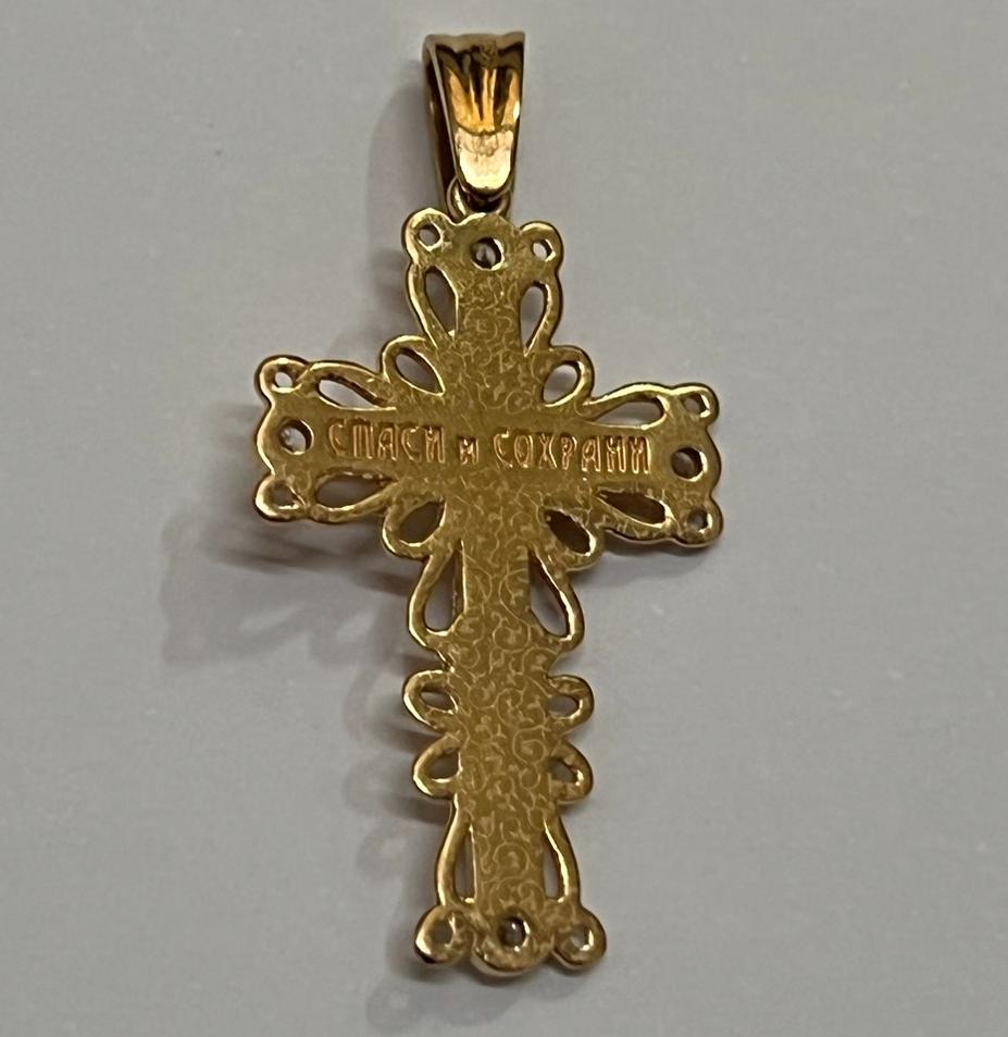 Підвіс-хрест з червоного золота з цирконієм (33064460) 1