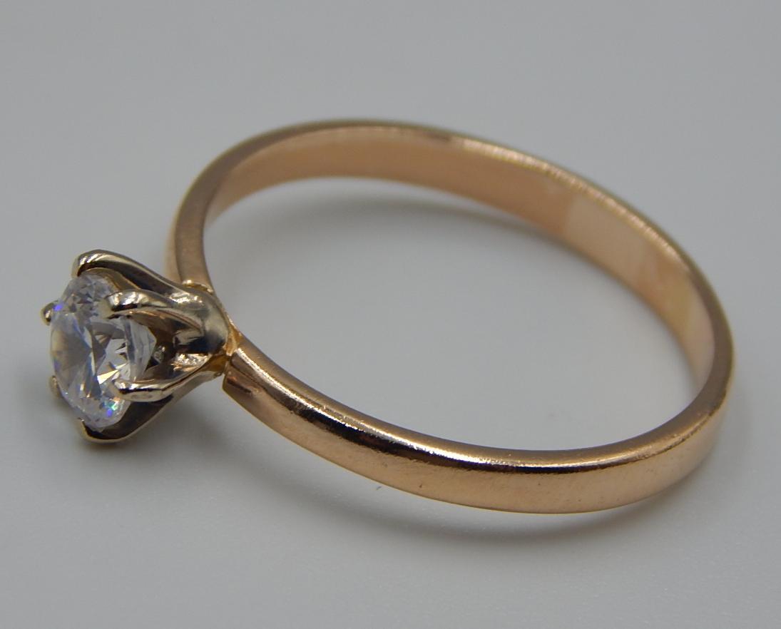 Кольцо из красного золота с цирконием (33430923) 5