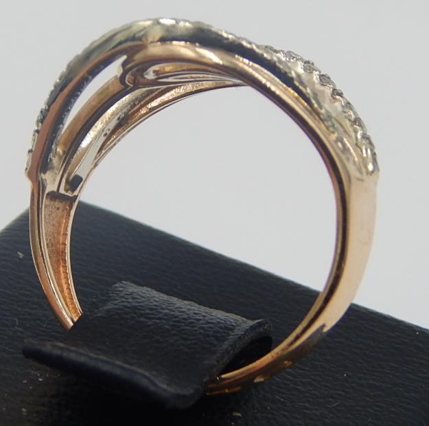 Кольцо из красного и белого золота с цирконием (28356959) 2