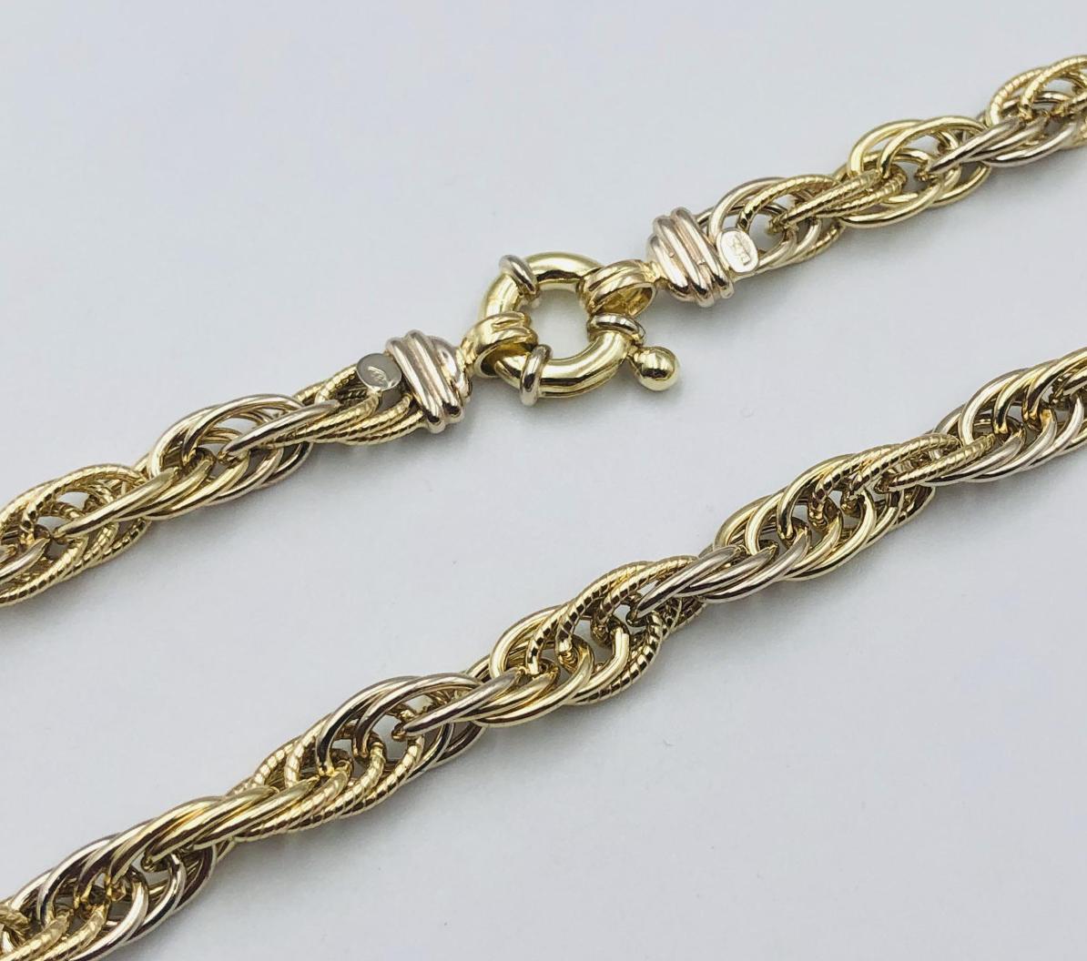 Ланцюжок з жовтого та білого золота з плетінням кордове (31322031) 0