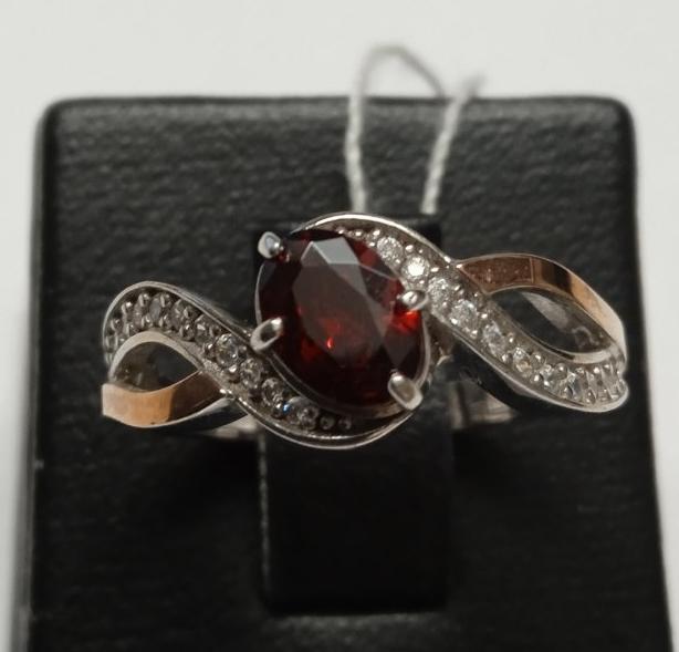 Серебряное кольцо с позолотой и цирконием (32372657) 0